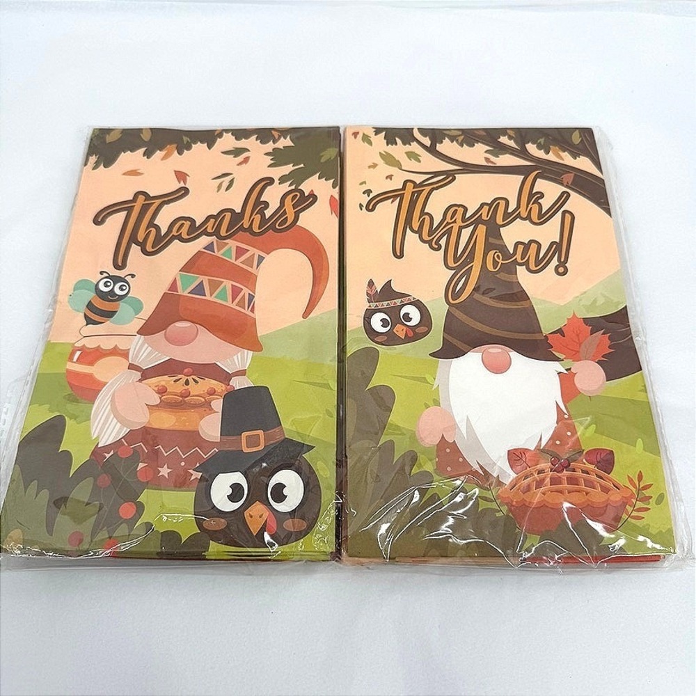 PADELO Thanksgiving Treat Bags Gnome Turkey Stickers Autumn Holiday Set of 24